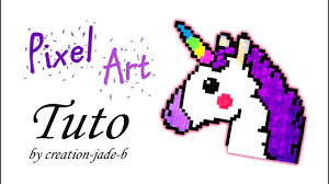 Coloriage licorne kawaii a imprimer : Tuto Pixel Art Tete De Licorne Unicorn H 37 X L 44 Youtube