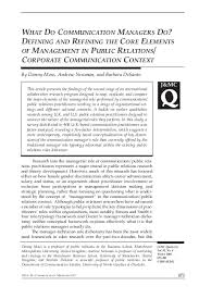 Pdf What Do Communication Managers Do Defining And Refining The Core Elements Of Management In Public Relations Corporate Communication Context Danny Moss Academia Edu