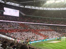 How many euro 2020 games are in england? Wembley Stadium On Twitter Pic England Fans At The East End Of Wembley Wear Free T Shirts To Create A St George S Cross Togetherforengland