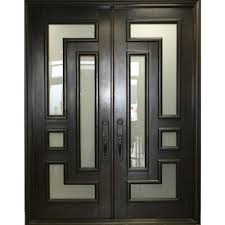 Unbranded 61 5 In X 81 In 2 Panel Right Hand Inswing Full Lite Frosted Glass Matte Black Finished Iron Prehung Front Door 010 Federal The Home Depot In 2020 Double Front Doors Double Front Entry