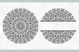 Download Leaves Mandala Svg Monogram Split Mandala Half Mandala By Vr Digital Design Thehungryjpeg Com