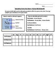 Calculating Parts Of An Atom Practice Worksheet 3 Practices Worksheets Worksheets Chemistry Worksheets