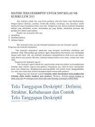 Pilihlah huruf a, b, c, atau d yang menurut ananda adalah jawaban yang benar! Materi Teks Deskriptif Untuk Smp Kelas Vii