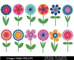 Flower Clipart Clip Art Bright Flowers Retro Vintage Etsy Flower Doodles Flower Clipart Watercolor Flowers Tutorial