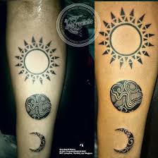 What does a moon and star tattoo mean? Sun Earth Moon Tattoo Polynesian Tattoo Sun Tattoos Sun Tattoo Meaning