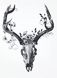 Deer Skull With Charcoal Flowers Deer Skull Tattoos Animal Skull Tattoos Antler Tattoos