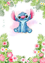 Convite Stitch em branco - Fazendo a Nossa Festa