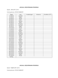 Contoh format dokumen pengadaan langsung barang pemerintah. Contoh Borang Rekod Kehadiran Pekerja