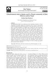 Pdf Ethnobotanical Study Of Plants Used By Thami Community In Ilam District Eastern Nepal