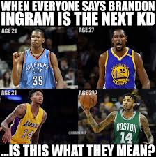 10:30 pm et (tuesday, march 16th; Nba Memes On Twitter Brandon Ingram Is Kevin Durant 2 0 You Say Thunder Warriors Lakers Celtics