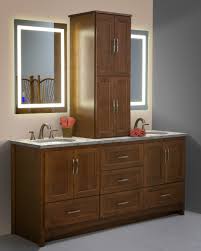 Bathroom with no linen closet vanity with linen cabinet. Ravenna Strasser