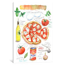 Pizza By Lucile Prache Canvas Print In 2020 Food Illustrations Recipe Drawing Food Art