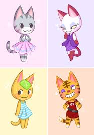 The cat villagers in animal crossing: After Mitzi I Ve Drawn Another Cat Gals With Dresses They Are Beautiful Animalcrossing