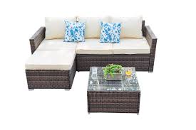 Don 3 Piece Rattan Sectional Seating Group With Cushions 3 Piece Sectional Cushions Wicker Table
