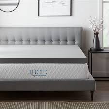 Lucid Comfort Collection 4 Inch Bamboo Charcoal And Aloe Infused Memory Foam Topper Queen Hdlu40qq30bt The Home Depot