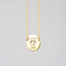Baby Feet Disc Necklace 14k Gold