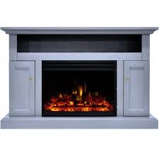 The included flush mount trim kit allows the electric fireplace to be mounted into a finished wall surface for a seamless look. Cambridge Sorrento Electric Fireplace Heater With 47 In Blu