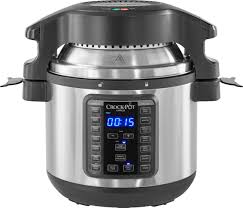 The instant pot will begin cooking 10 seconds after you press the final button, and it will automatically switch to its keep warm setting when the timer runs out. Crock Pot 8 Qt Express Crock Programmable Slow Cooker And Pressure Cooker With Air Fryer Lid Stainless Steel 2102884 Best Buy