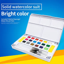 Comprar Bn 36 Cor Aquarela Paleta De Pintura Com Tinta De Agua Conjunto Pintura Da Cor Da Agua Solida Para A Esc Ink In Water Water Brush Pen Painting Supplies