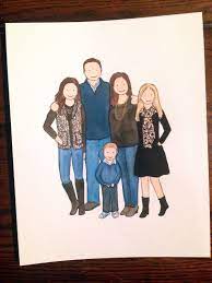 Custom Watercolor Family Portrait Up To 8 Subjects Watercolor Family Watercolor Family Portrait Family Drawing