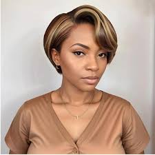 Ombre Brown Highlight Bob Wig Human Hair Glueless Body Wave Highlight Bob  Wig