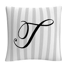 Black And White Striped Pillows Walmart Gray Striped Ornate Letter Script T By Abc 16 X 16 Decorative Throw Pillow Size 16 Inch X 16 Inch Black Decorative Throw Pillows Grey Stripes Throw Pillows