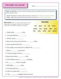 Worksheet Proverbs And Adages Complete The Common Proverbs And Adages Write The Word From The Word Ba Word Skills Adages And Proverbs Upper Elementary Ela