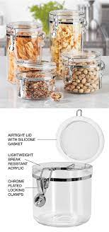 Green stoneware canisters with lids. Oggi 4 Piece Acrylic Food Canister Set Dry Food Storage Airtight Food Storage Containers Kitchen Pantry Storage