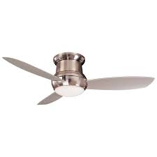 Its dimensions are approximately, 52 w x 52 d x 7.6 h. Minkaaire F574 Bnw Brushed Nickel 3 Blade 52 Flushmount Concept Ii Indoor Outdoor Ceiling Fan Light Wall Control And Blades Included Lightingdirect Com