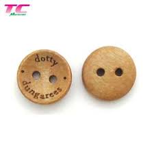 15mm Custom Engraved Logo Wood Button 2 Holes Wholesale Wood Garment Buttons For Baby Clothes