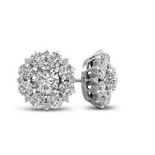 Buy 9ct gold diamond nose stud at amazon fashion. 1 1 3 Ct T W Diamond Starburst Frame Stud Earrings In 10k White Gold Zales Stud Earrings Diamond Earrings Studs White Gold