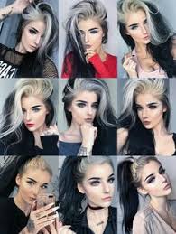 The hair is loosely tied in a bun at the back while a few loose, slightly curly strands of hair frame the face from both sides to complete the look. 500 Dyed Or Bleached Bangs 04 Ideas Bangs Dye Hair Styles