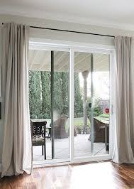 Vertical sliding door blinds are good choice for sliding glass doors because they provide sleek, modern look and can open to let in large amounts of light roller blinds can be hung side by side to allow end panels to roll to accommodate traffic of door. Door Blinds For Sliding Glass Doors French Doors