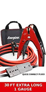 Loved these jumpers they are long enough that you dont have to park the other car at a weird angle to reach my car and long enough that it can reach even when both car batteries are on opposite sides and doesn't get pulled. Amazon Com Energizer Jumper Cables 30 Feet 1 Gauge 800a Booster Battery Cables With Permanent Installation Kit And Quick Connect Plug 30 Ft Allows You To Jump Start A Battery From Behind