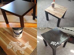 Ikea Side Table Up Cycle Use Wood Glue To Attach Pine Wood Slats Sand Stain I Stained Three Times Paint Or Stencil Design I Used Flat White Acrylic Paint