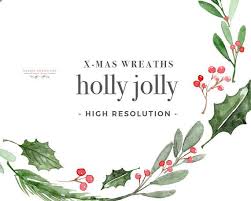 Christmas Wreath Clipart Holly Jolly Clip Art Watercolor Etsy Christmas Wreath Clipart Watercolor Holiday Cards Christmas Wreaths