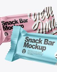 Download Two Matte Metallic Snack Bars Mockup In Flow Pack Mockups On Yellow Images Object Mockups PSD Mockup Templates