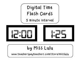 Digital Clock Flashcards 5 Minute Interval Flashcards Special Education Teacher Digital