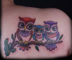 Family 4 Birds On A Branch Tattoo Nasa Tattoo Artist Portfolio Baby Owl Tattoos Tattoos Glow Tattoo