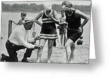 Measuring Bathing Suits 1920 - Vintage 1920s Beach Cop Measuring Woman s Bathing Suit Wall Art