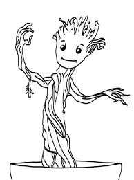Cute baby groot coloring pages from guardians of the galaxy free printable coloring pages Baby Groot Coloring Page Free Drawinginsider