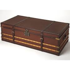 An antique indonesian travel treasure chest from the early 20th century with leather details and brown patina. Butler Specialty Leather Trunk Coffee Table In Brown And Antique Brass Walmart Com Walmart Com