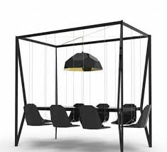 Multi Functional Outdoor Swinging Picnic Table Seats 6 Garden Swing Table Home Office Design Unique Furniture