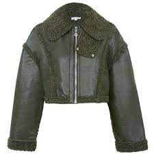 Combat Dark Green Vegan Shearling Jacket Mistress Rocks 110 Liked On Polyvore Featuring Outerwear J Clothes Design Vegan Leather Jacket Combat Jacket