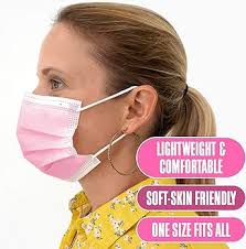 Harley Street Care Disposable Pink Face Masks Protective 3 Ply Breathable  Triple Layer Mouth Cover with Elastic Earloops (Pack of 100) :  Amazon.co.uk: Fashion