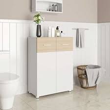 Besoin de réaménager votre pièce d'eau ? Meuble De Salle De Bain Sur Pied Meuble De Rangement Armoire A Double Porte 60 X 30 X 82 Cm Blanc Et Couleur Chene Bbk43wn Avec Etageres Reglables Et Roulettes Vente De Vasagle Conforama