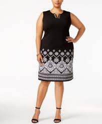 Jm Collection Plus Size Border Print Sheath Dress Only At Macy S Macys Com Printed Sheath Dresses Plus Size Dresses Dresses
