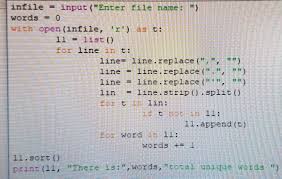 Return ''.join(results) if type(seq) you don't need to hard code for sorting in alphabetical order in python you can just use sort() to get list sorted out. Print Out All Of The Individual Unique Words Cont Chegg Com