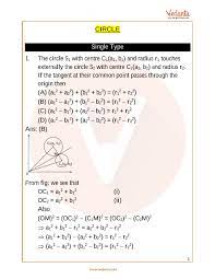 X 2 + y 2 + ax + by + c = 0. Jee Advanced Circle Important Questions