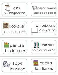 Classroom Labels English To Spanish With White Background Classroom Labels Bilingual Classroom Labels Preschool Classroom Labels